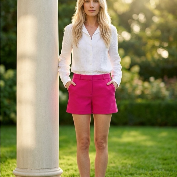 The Kooples Pants - $185 The Kooples Women's High-Rise Pink Tailored Shorts size 6 NWT